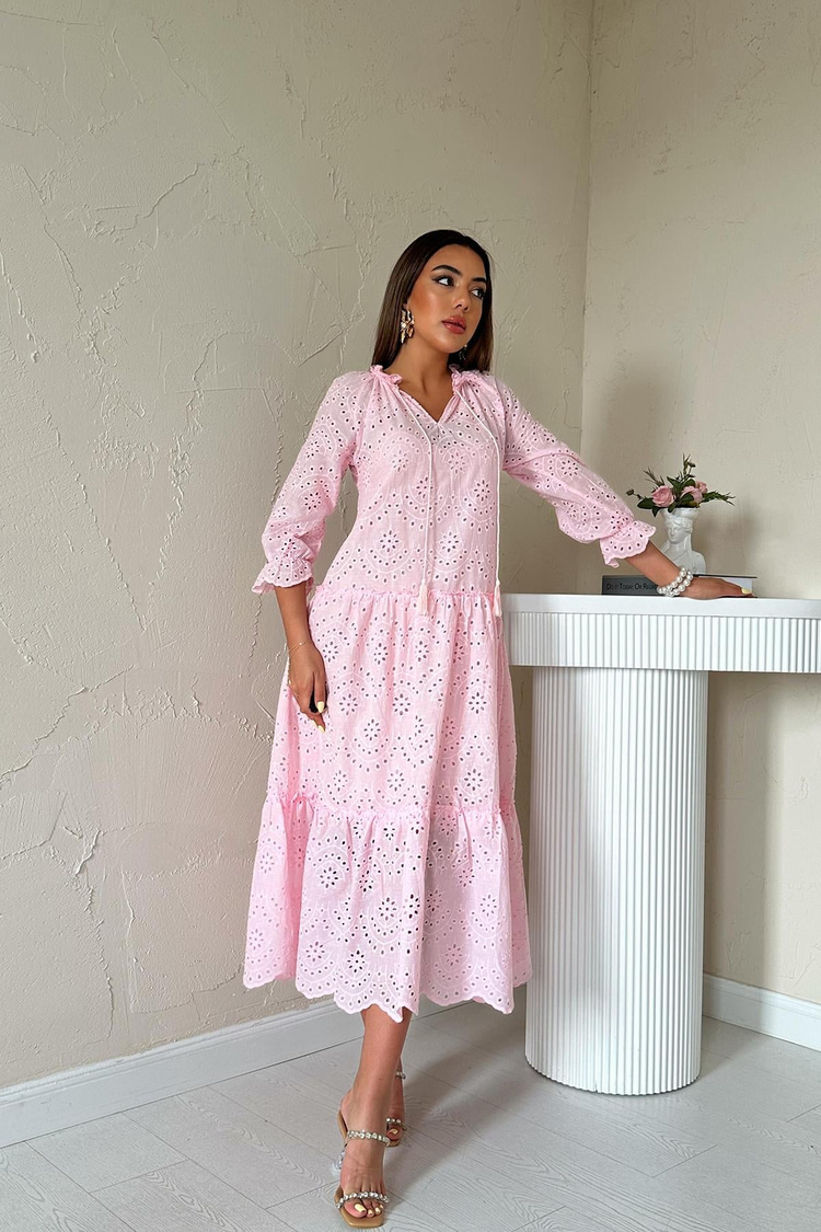 Pembe Dantelli New Elbise