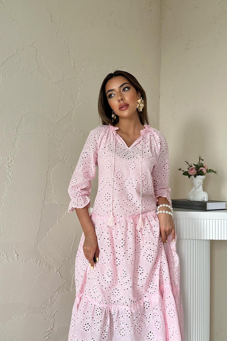 Pembe Dantelli New Elbise