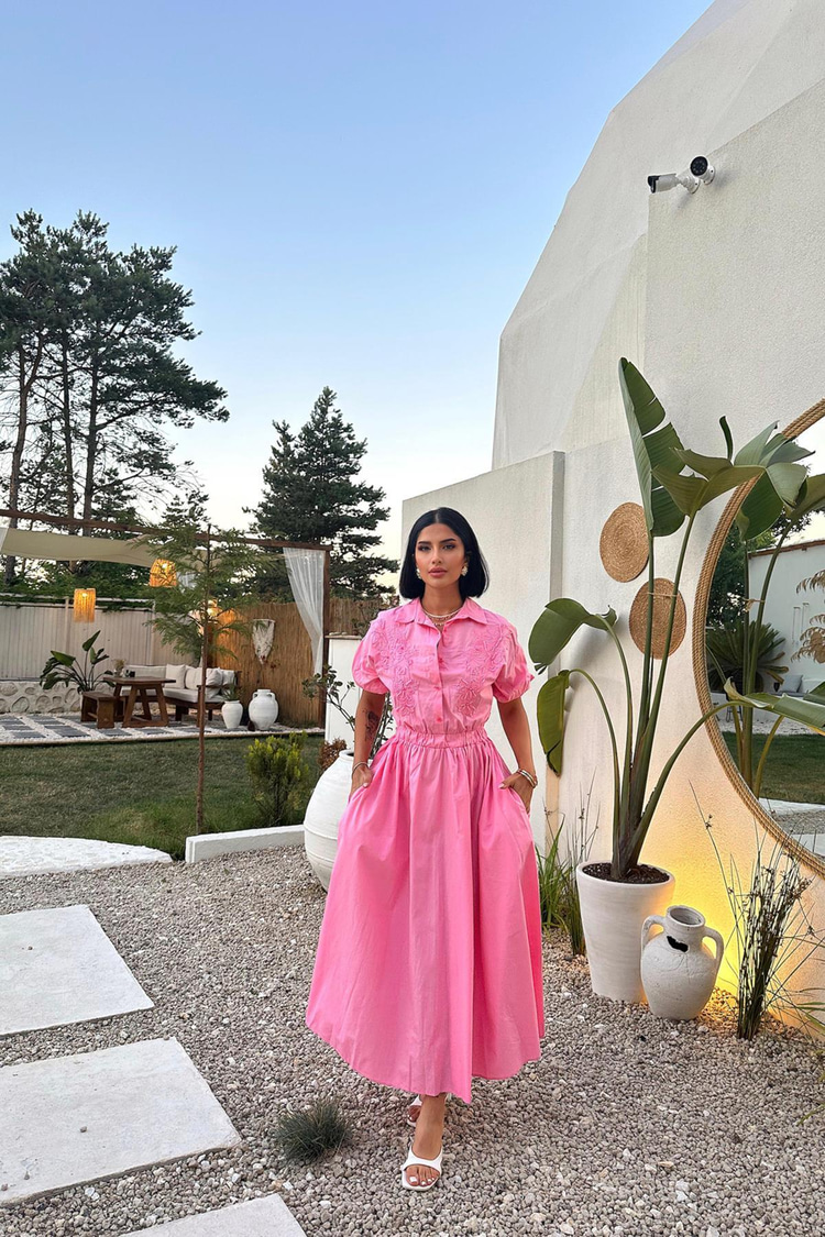 Pink Embroidered Dress
