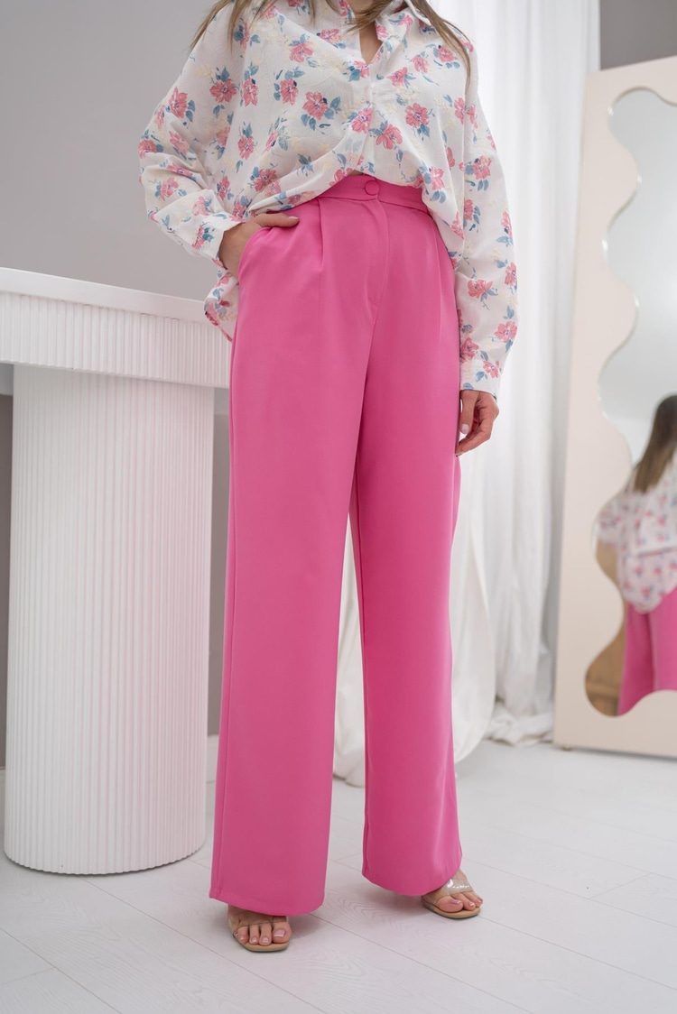 Toptan Pembe Yüksek Bel Pantolon