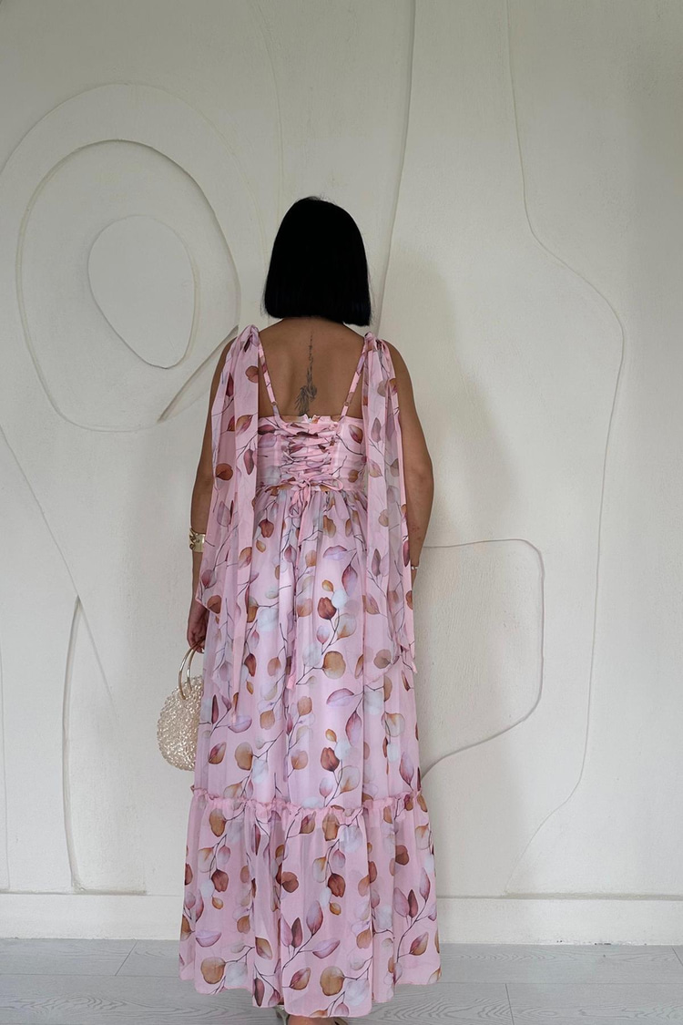 Powder Pink Chiffon Draped Dress