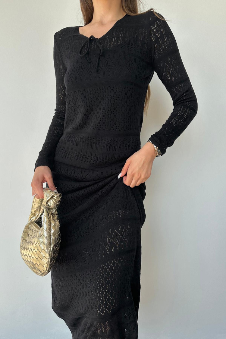 Black Lined Knit Dress