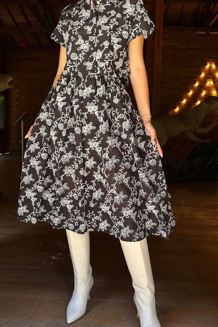 Black Shirt And Skirt Set