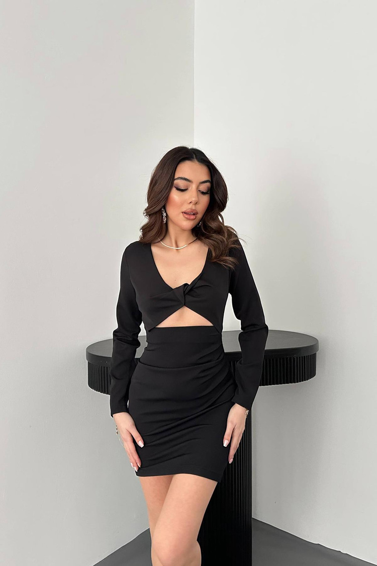 Black Front Buttoned Dress