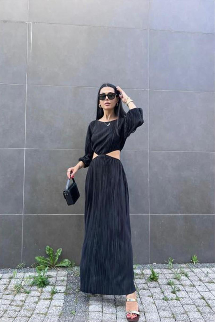 Black Pleated Dress