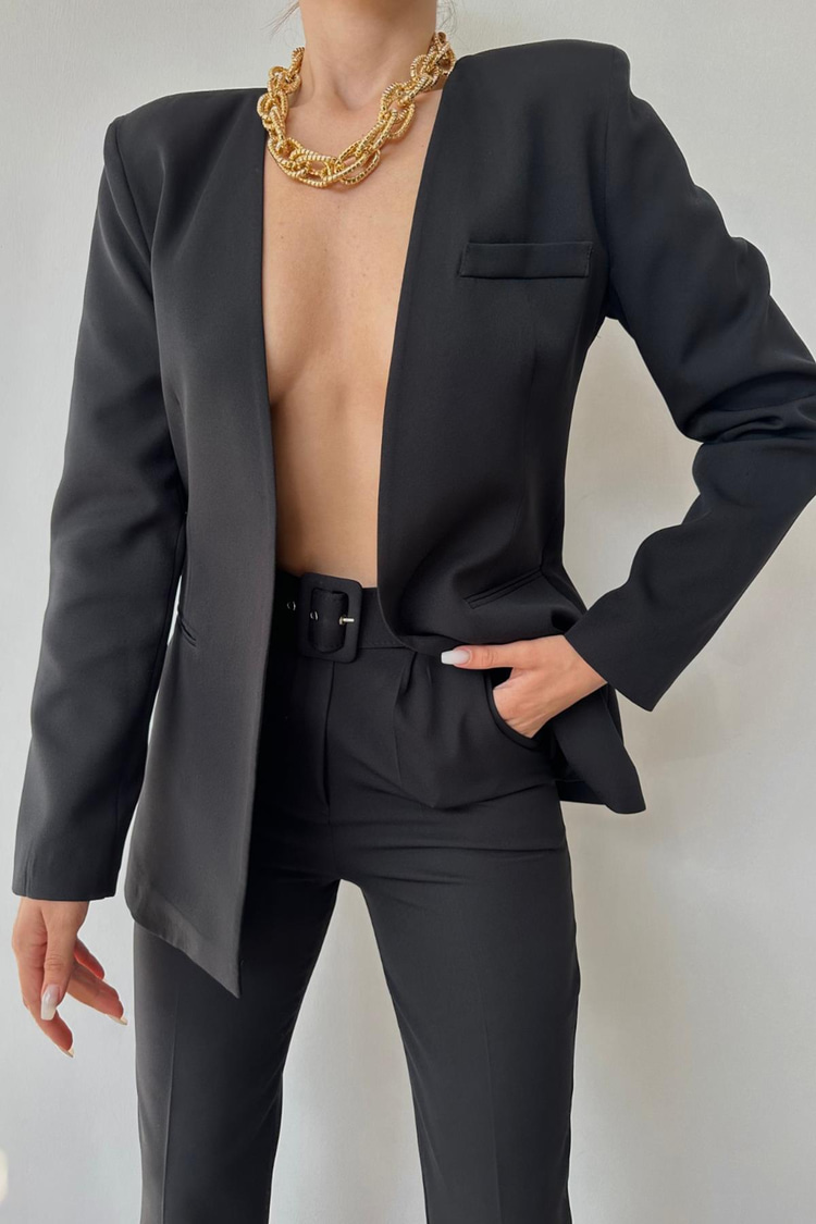 Black Sport Jacket And Pants Set