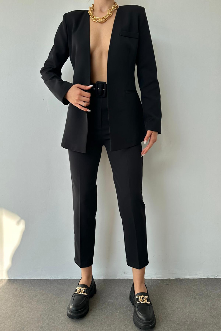 Black Sport Jacket And Pants Set