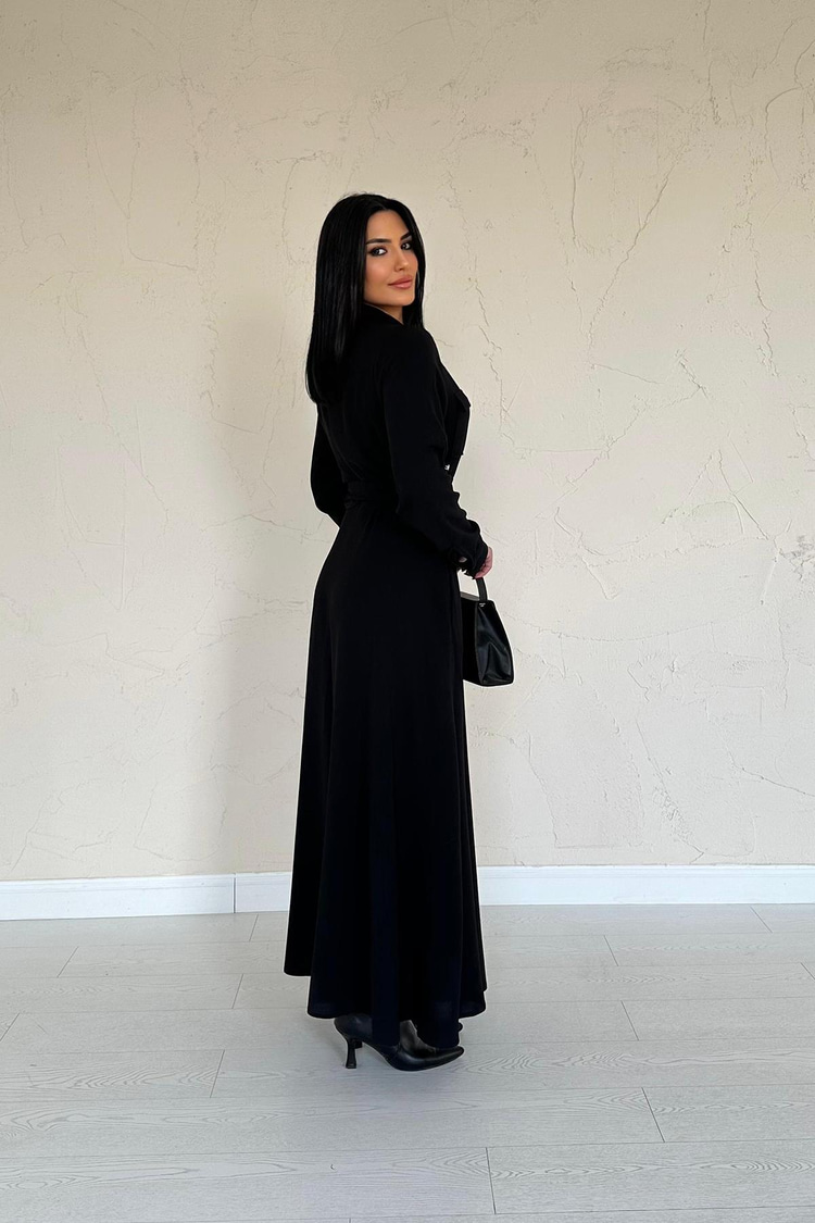 Black Long Belted Dress