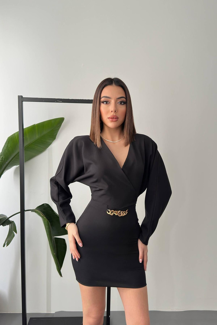 Black Dress With Chain Detail