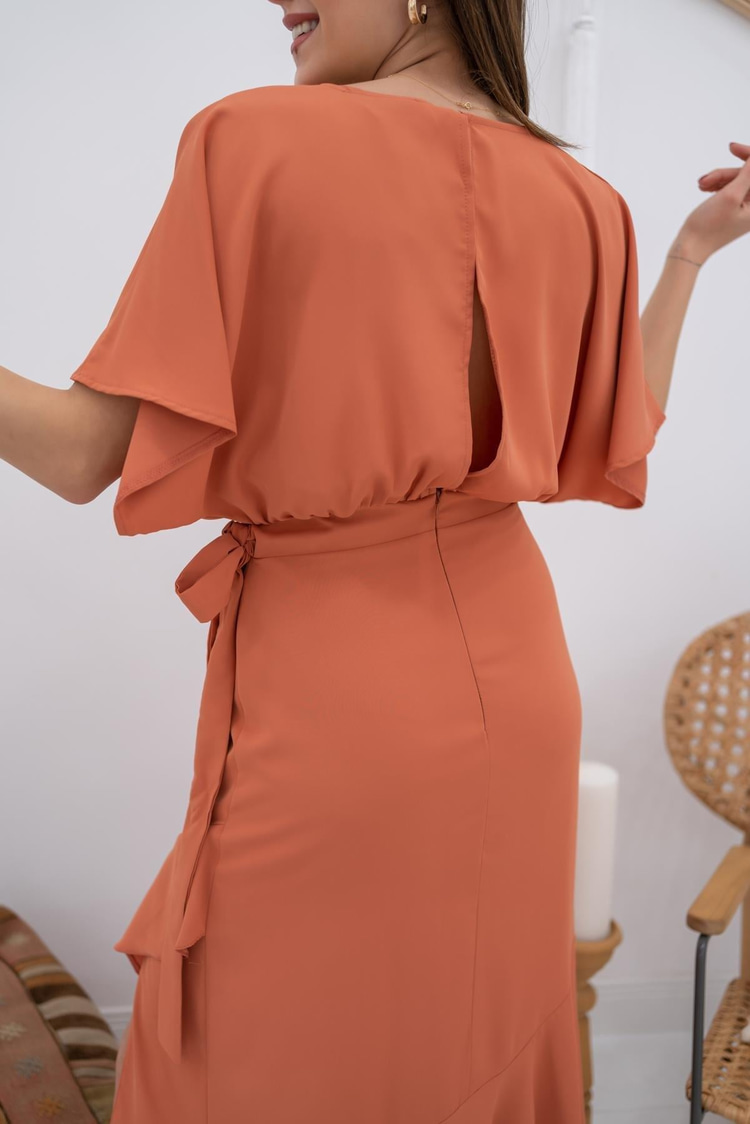 Tan Belt Detail Dubai Dress