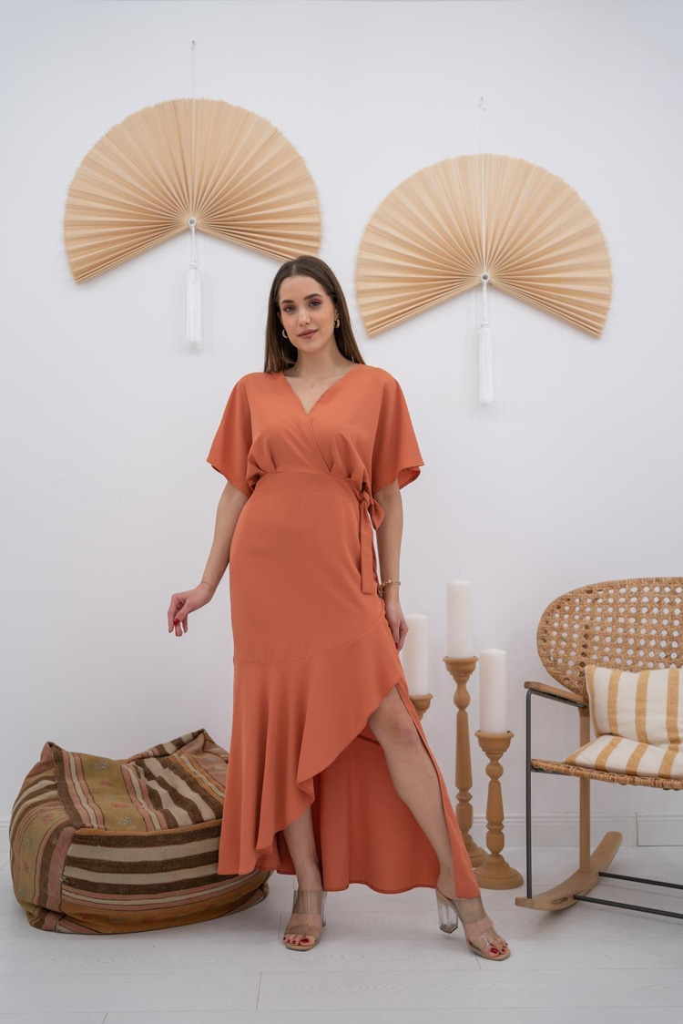 Tan Belt Detail Dubai Dress