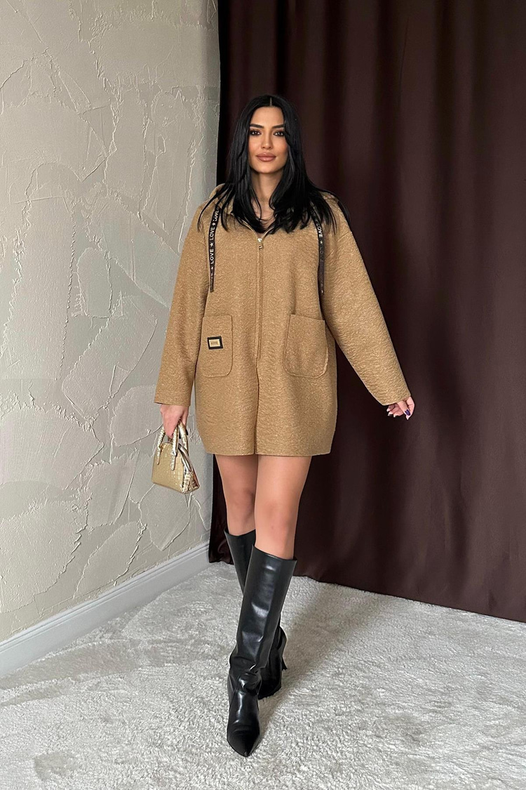 Mink Emblem Hooded Plush Jacket