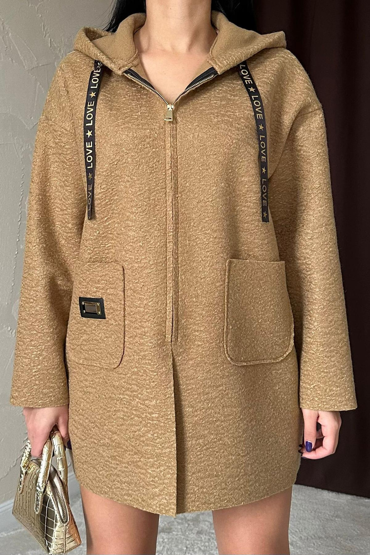 Mink Emblem Hooded Plush Jacket
