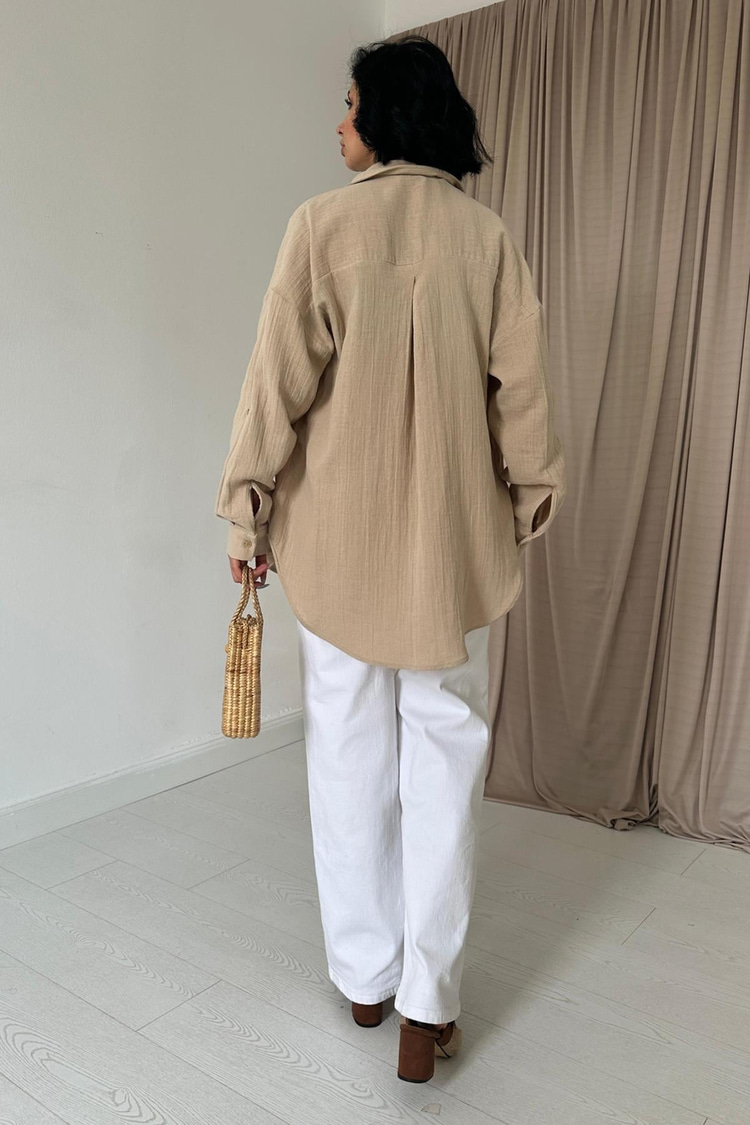 Wholesale Mink Double Pocket Print Detailed Shirt