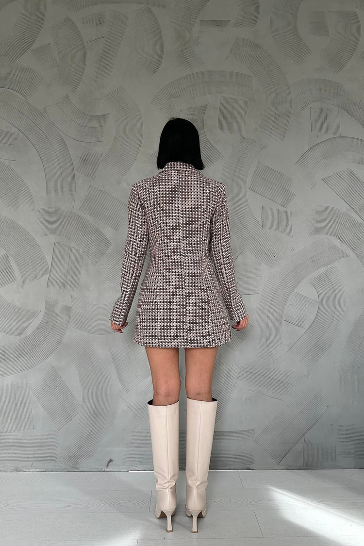 Mink Plaid Button-Down Jacket