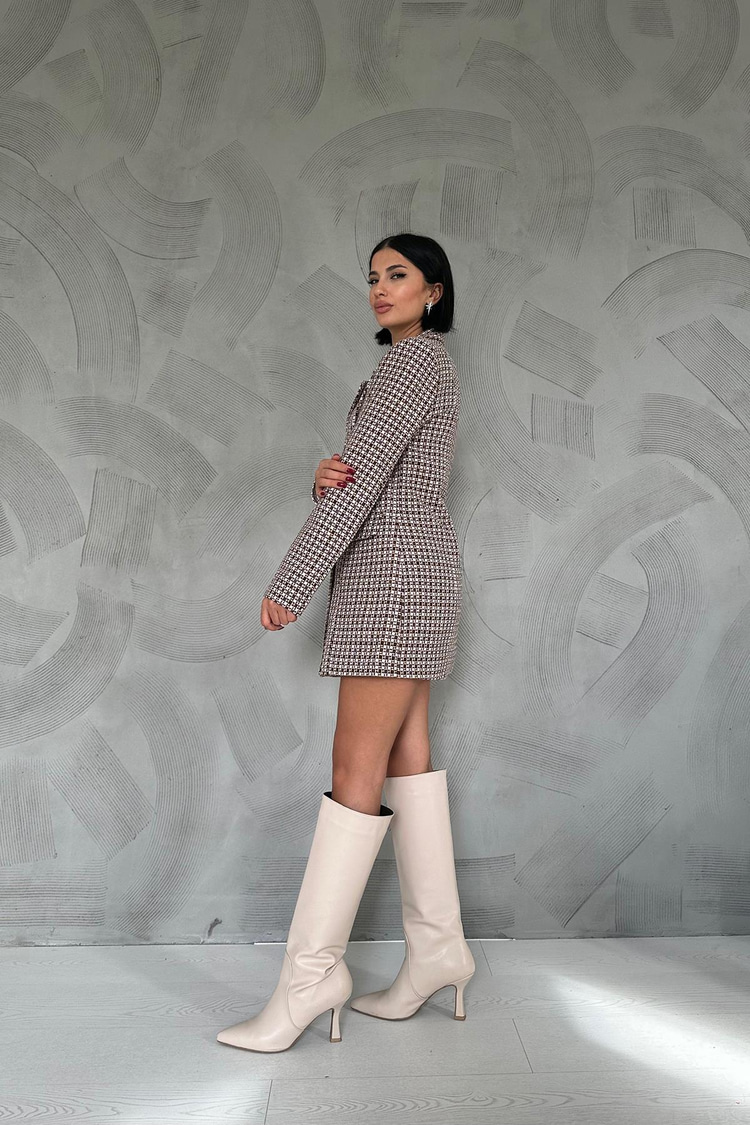 Mink Plaid Button-Down Jacket