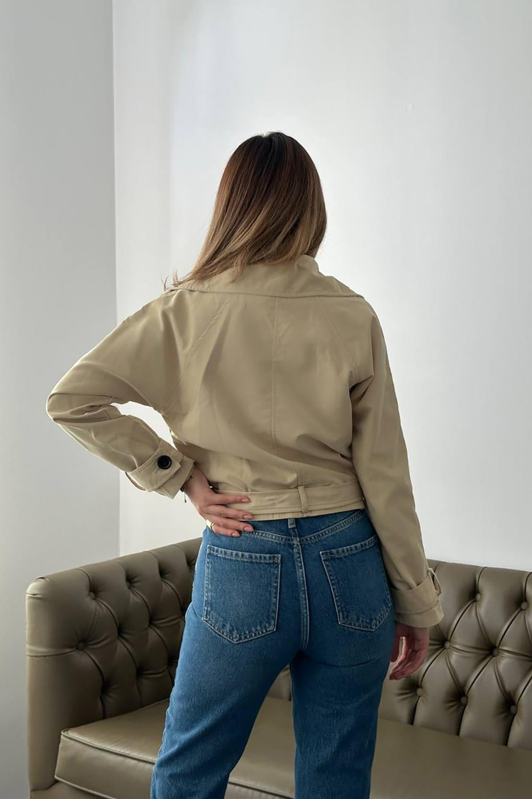 Mink Belted Short Trench Jacket