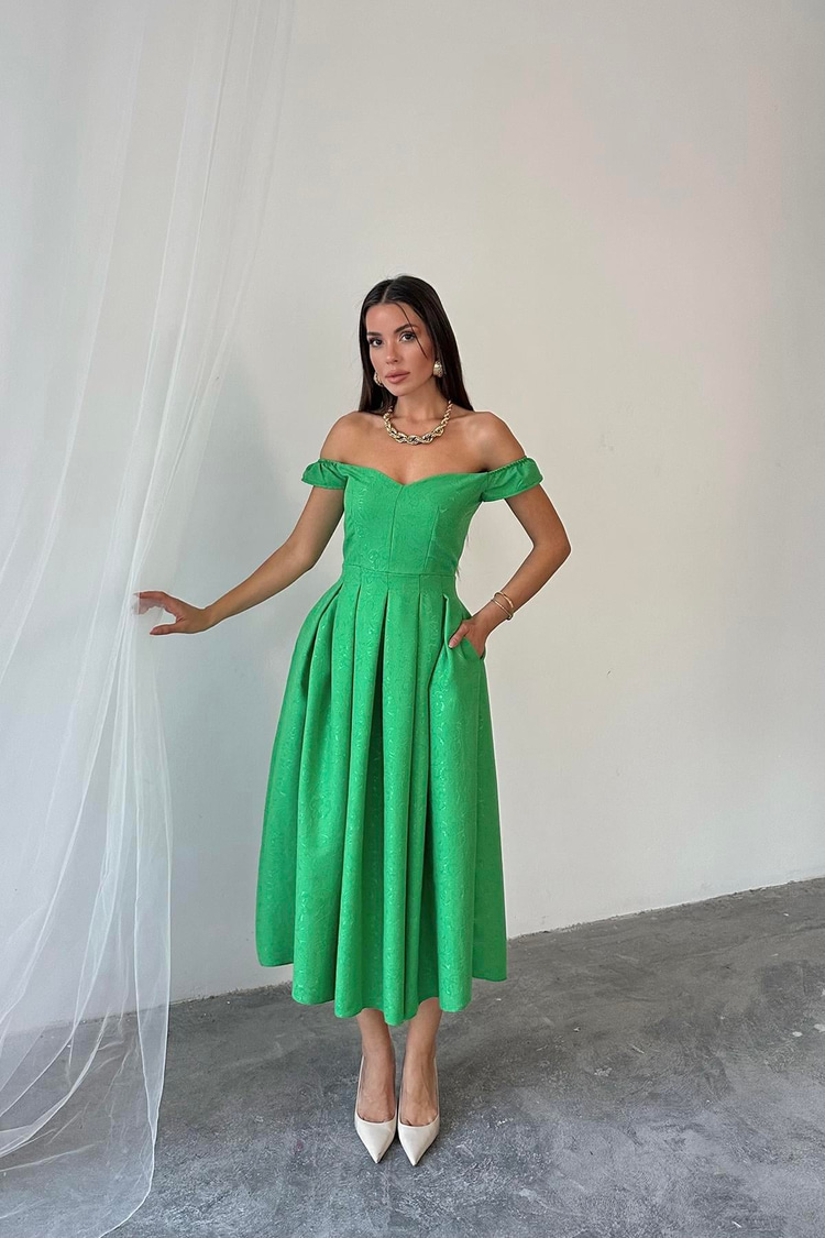 Green Jacquard Dress