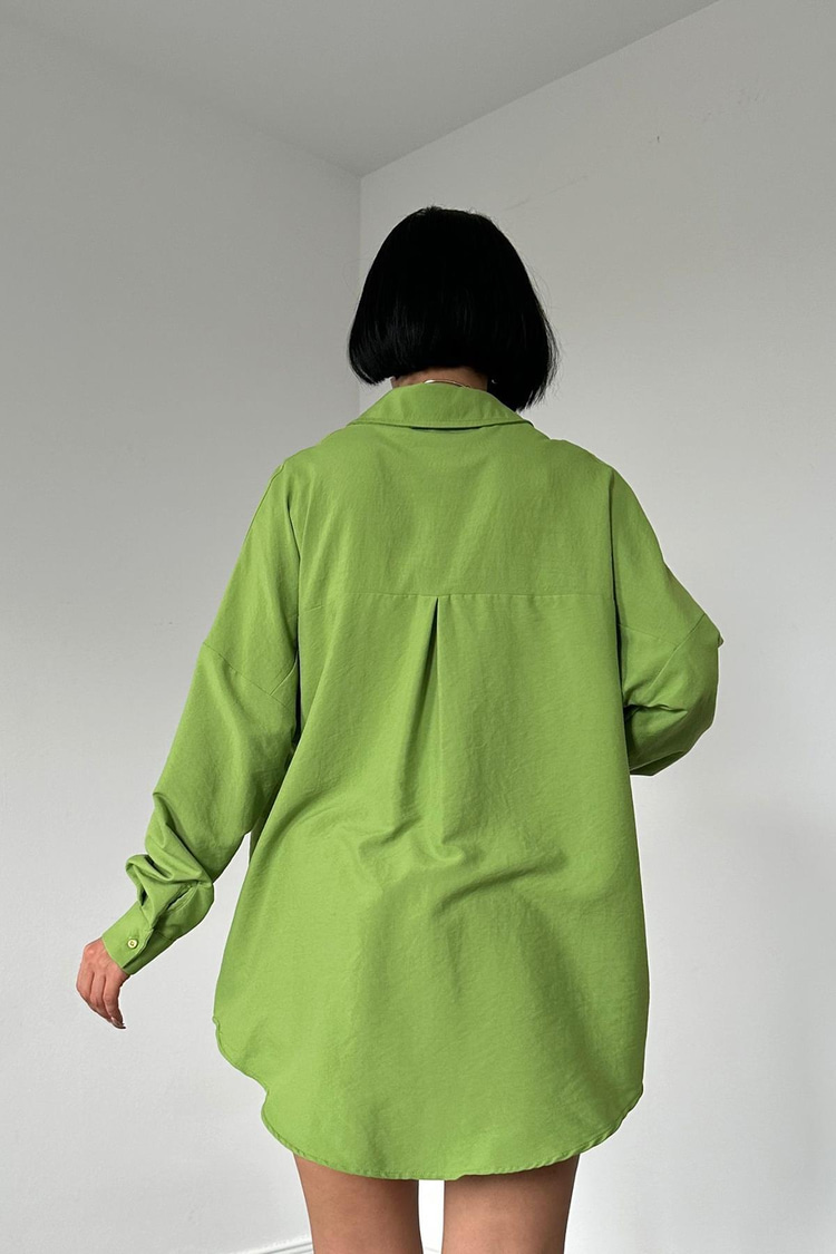 Green Classic Fit Hand Embroidered Shirt