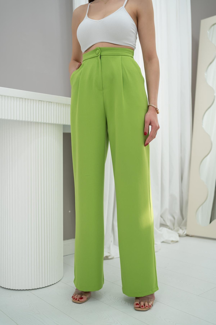 Yeşil Yüksek Bel Wide Leag Pantolon