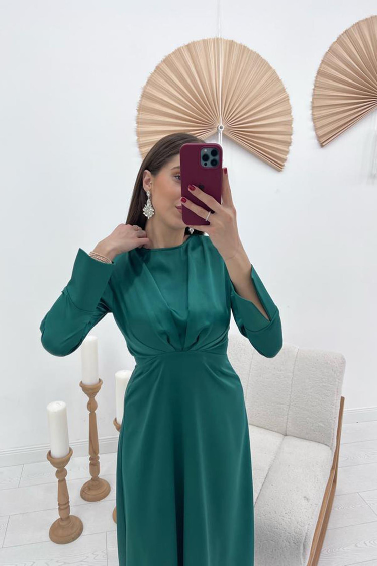 Emerald Satin Long Dress