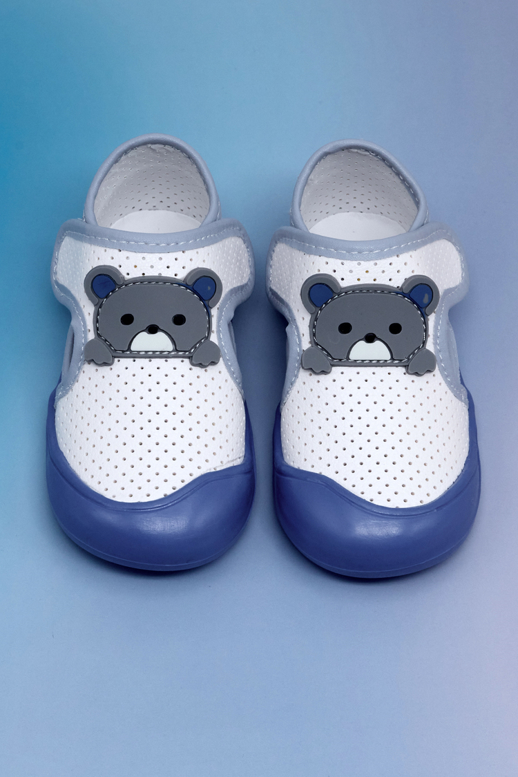 Ayıcık Detaylı Rahat Kalıp İlk Adım Sneaker Kız Çocuk Beyaz Mavi Sneaker TBARZ1100