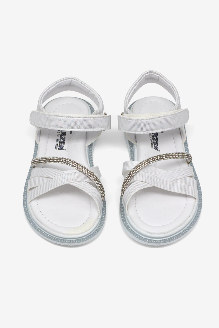 Çoçuk Çarpraz Bağlı Sandalet Çocuk Unisex Beyaz Sandalet TBARZ1060