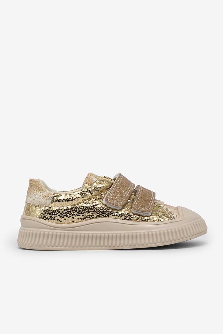 Çoçuk Sim Detaylı Cırtlı Rahat Kalıp Sneaker Çocuk Unisex Altın Sneaker TBARZ1035