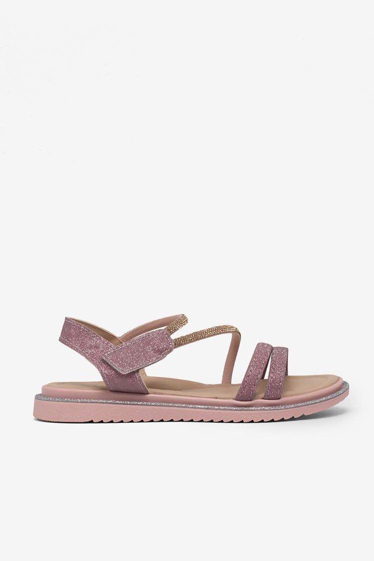 Çocuk Sim Detaylı Sandalet Çocuk Unisex Pudra Simli Sandalet TBARZ1055