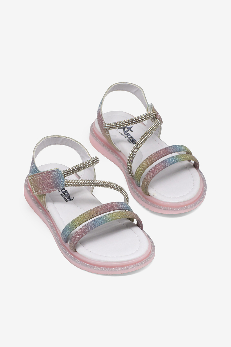 Çocuk Sim Detaylı Sandalet Çocuk Unisex Gökkuşağı Simli Sandalet TBARZ1055