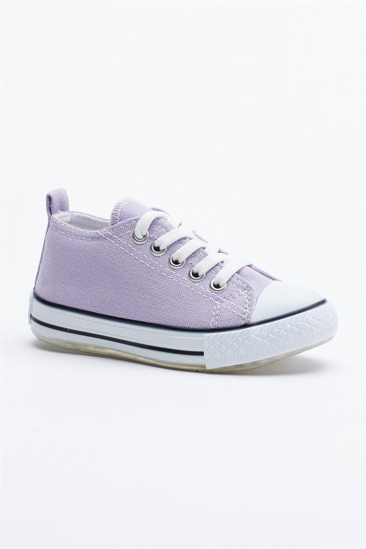 Rahat Kalıp Işıklı Bağcıklı Çocuk Unisex Lila Spor Ayakkabı TB998-3