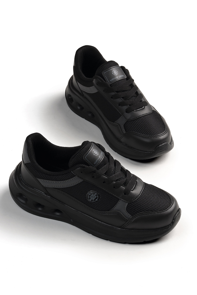 Faylon Taban Rahat Bağcıklı Sneaker Kadın Siyah Füme Sneaker TBTYLDZ020