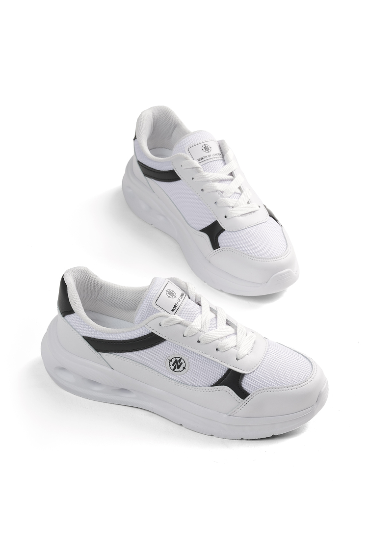 Faylon Taban Rahat Bağcıklı Sneaker Kadın Beyaz Siyah Sneaker TBTYLDZ020