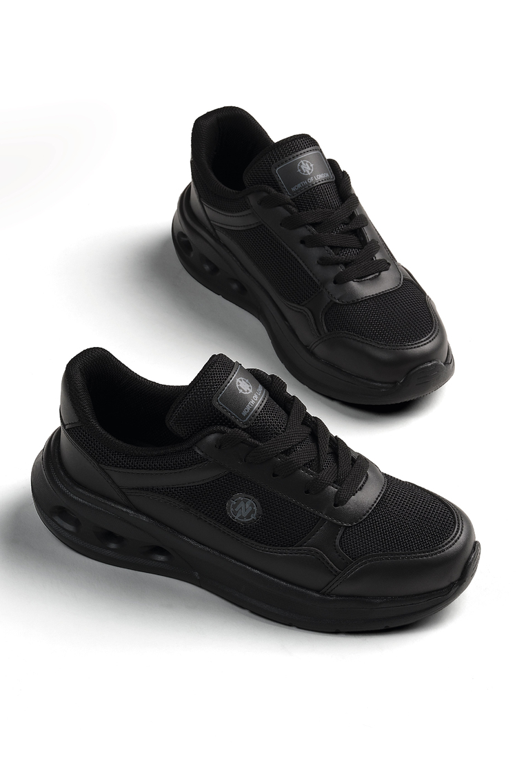 Faylon Taban Rahat Bağcıklı Sneaker Kadın Siyah Siyah Sneaker TBTYLDZ020