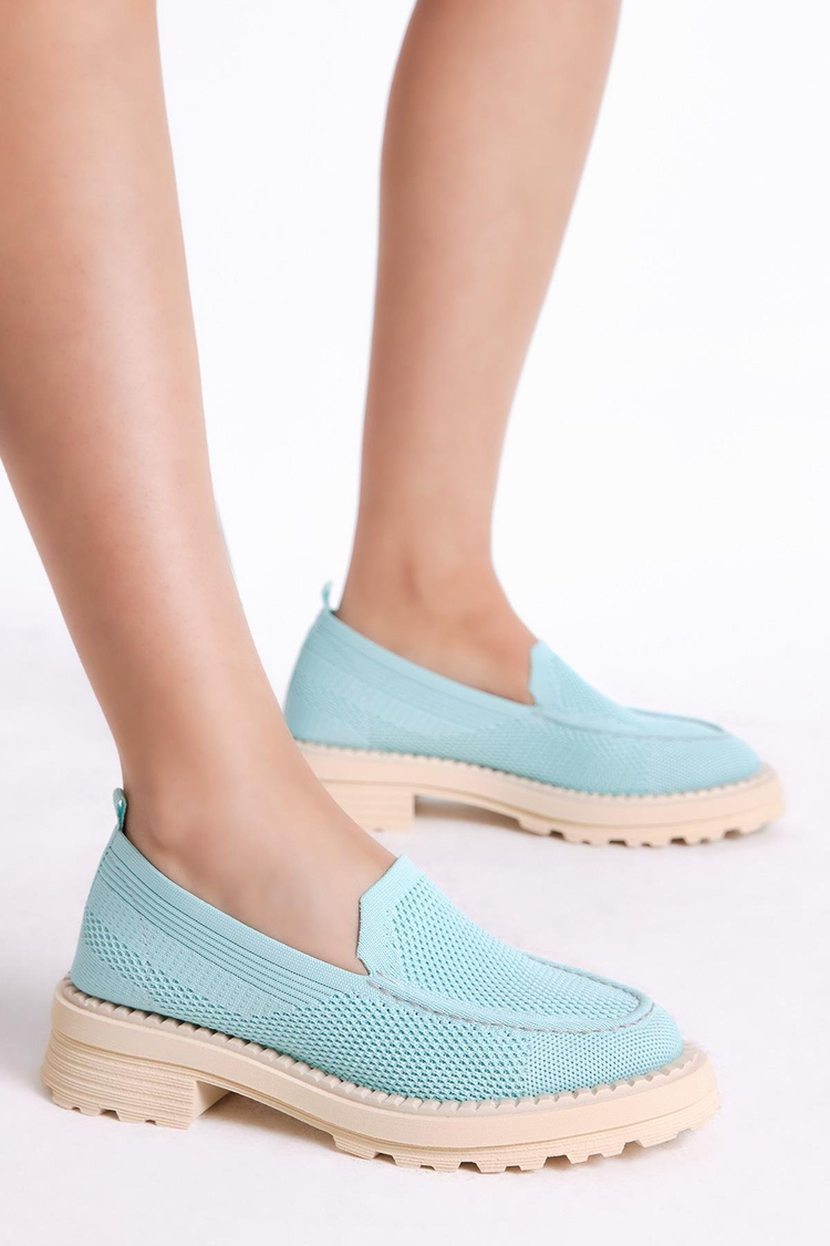Kadın Turkuaz Rahat Kalıp Triko Sneaker