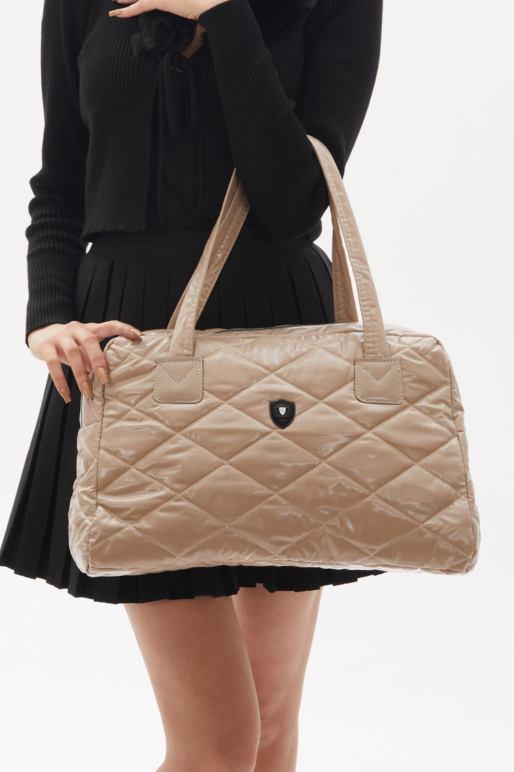 Kadın Vizon Kapitone Tote Çanta