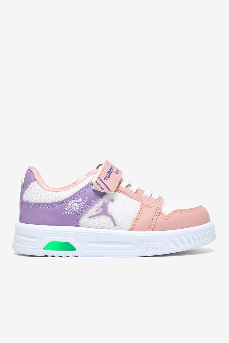Kauçuk Taban Cırtlı Işıklı Sneaker Çocuk Unisex Pudra Lila Beyaz Sneaker TBDLT510