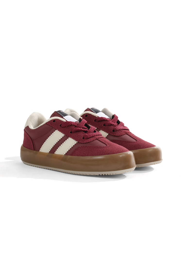 Microlight Taban Rahat Bağcıklı Sneaker Çocuk Unisex Bordo Bej Sneaker TBTMKD080