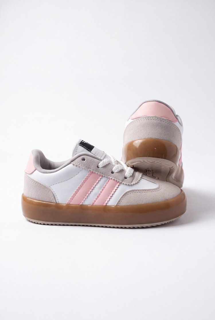 Microlight Taban Rahat Bağcıklı Sneaker Çocuk Unisex Beyaz Şeker Pembe Sneaker TBTMKD080