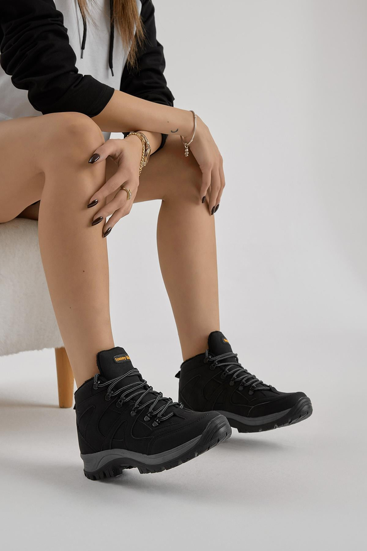 Rahat Kalıp Bağcıklı Unisex Siyah Trekking Bot V2RTS-0K