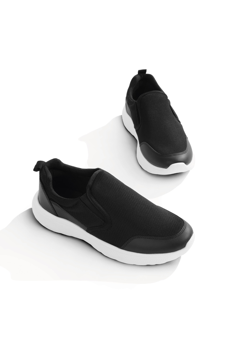 Rahat Kalıp Bağcıksız Sneaker Erkek Siyah Siyah Sneaker TBALFA