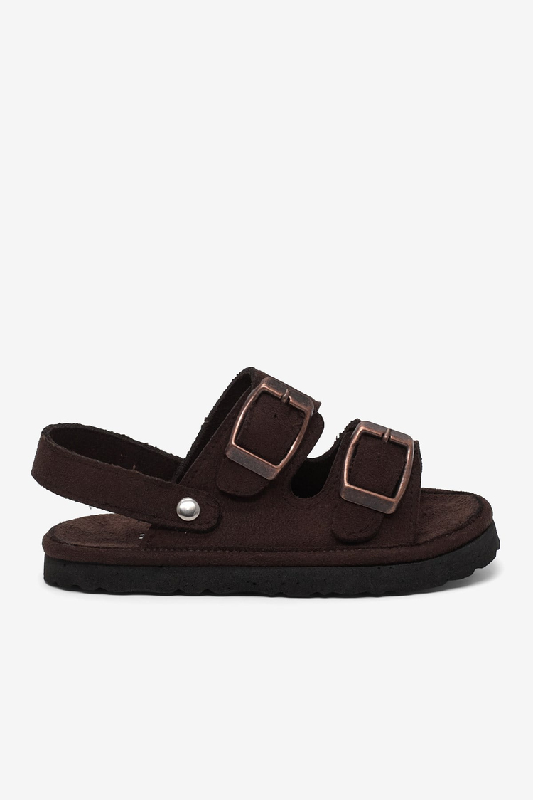 Rahat Kalıp Çift Tokalı Bebe Paitk Sandalet Çocuk Unisex Acı Kahve Sandalet TBÖZDR005
