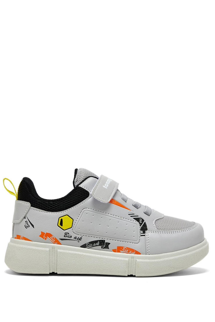 Rahat Kalıp Cırtlı Çocuk Unisex Gri Spor Ayakkabı TBKMN3013