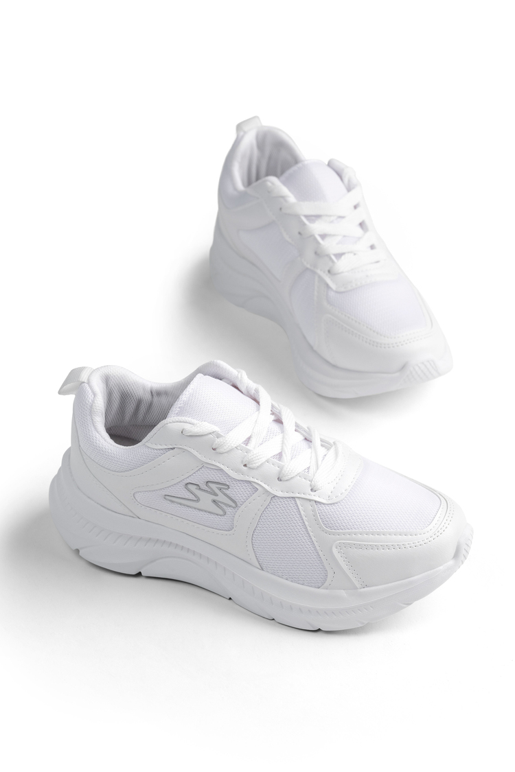 Rahat Kalıp Faylon Tabanlı Sneaker Kadın Beyaz Sneaker TBKRD015