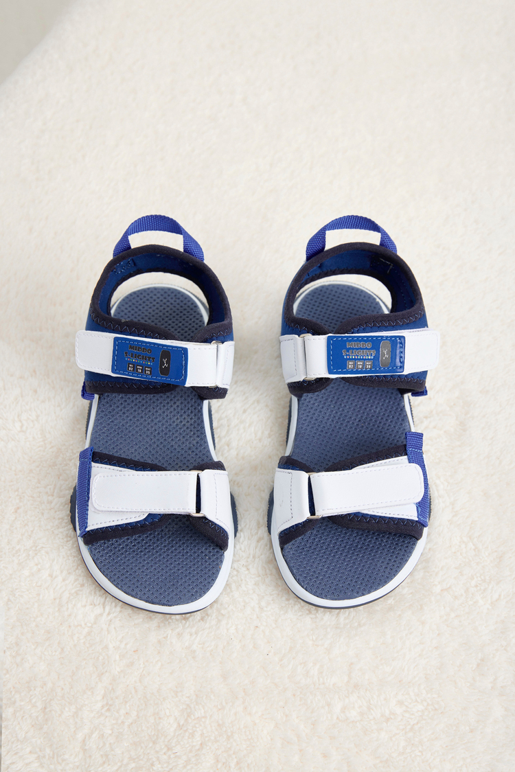 Rahat Kalıp Kaymaz Taban Çift Cırtlı Sandalet Çocuk Unisex Beyaz Lacivert Sandalet TBHSNCMC2000