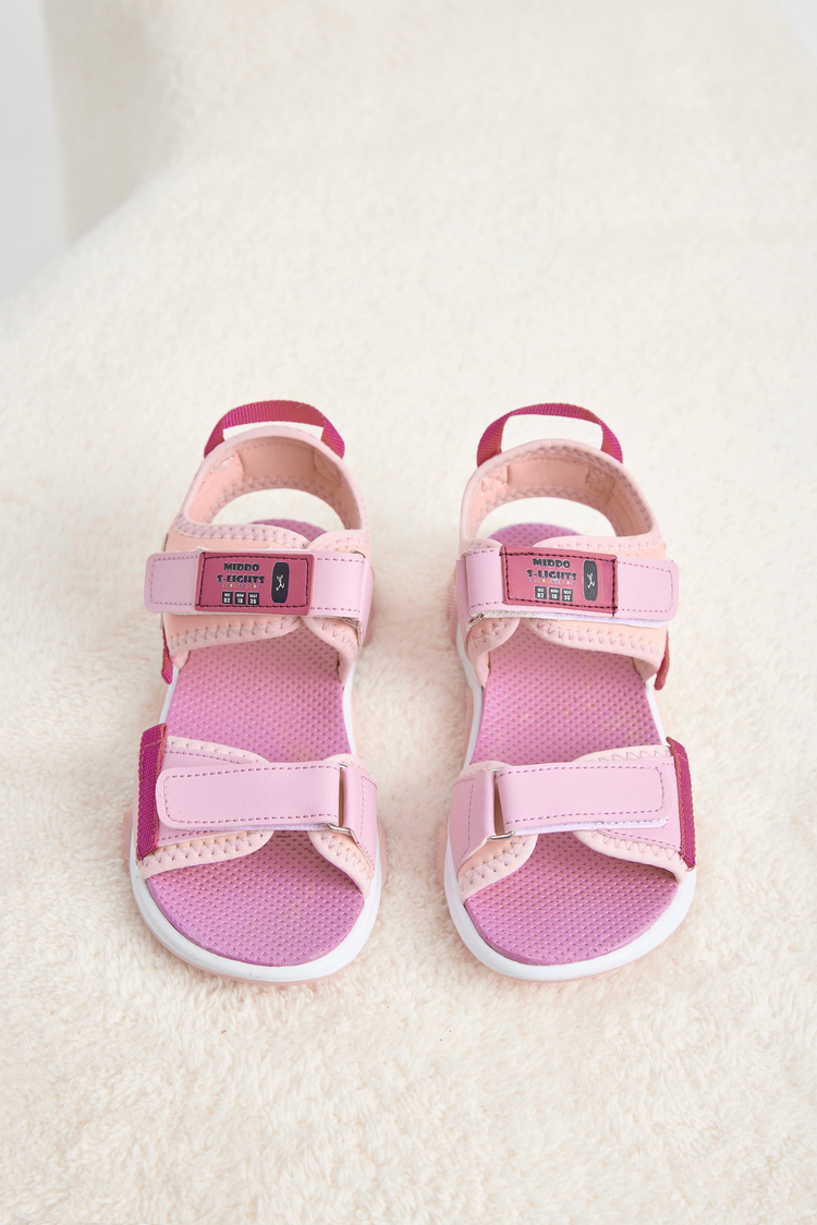 Rahat Kalıp Kaymaz Taban Çift Cırtlı Sandalet Çocuk Unisex Pembe Fuşya Sandalet TBHSNCMC2000