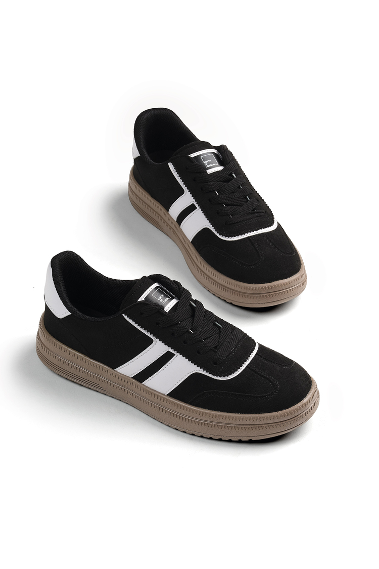 Rahat Kalıp Kaymaz Taban Sneaker Kadın Siyah Beyaz Sneaker TBTYLDZ010