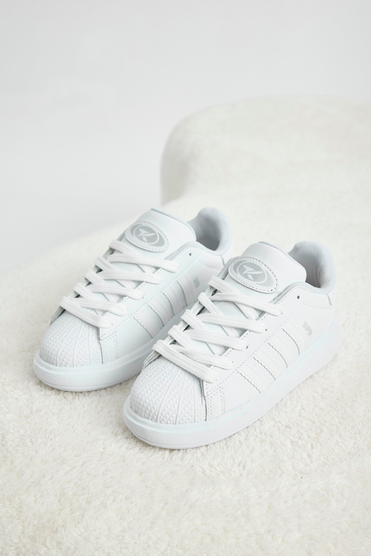 Rahat Kalıp Nefes Alabilen Bağcıklı Sneaker Çocuk Unisex Beyaz Sneaker TBTMKD070