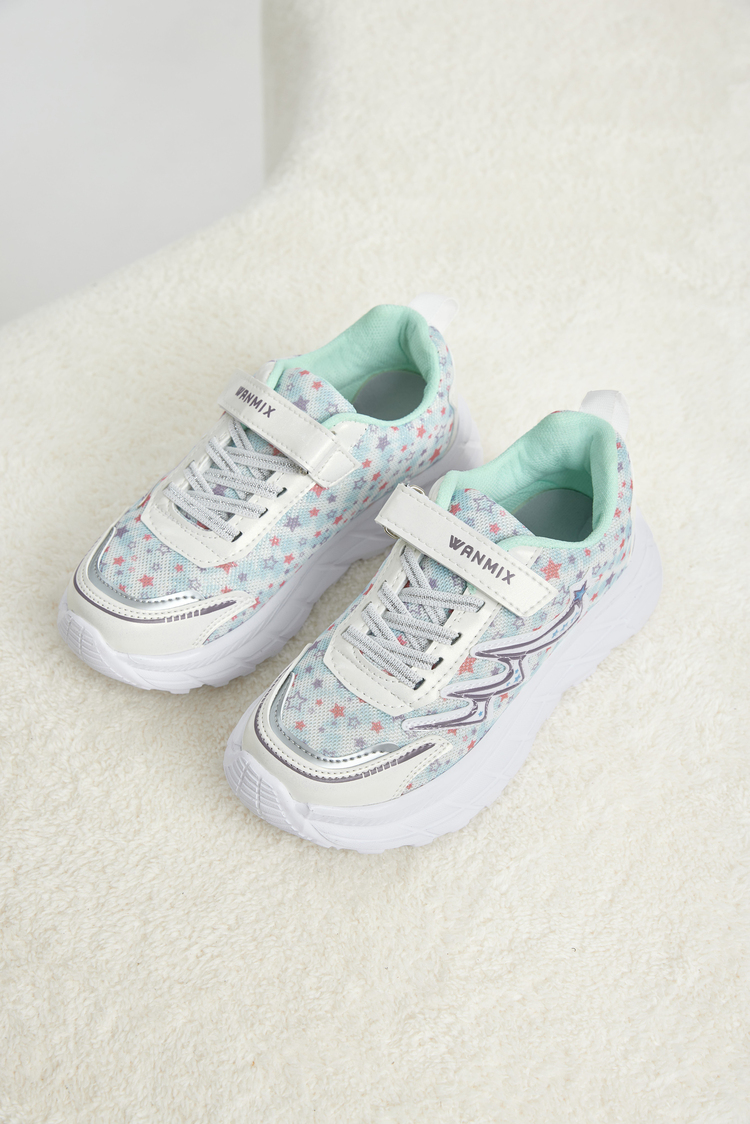 Rahat Kalıp Nefes Alabilen Cırtlı Sneaker Çocuk Unisex Beyaz Lila Sneaker TBKRD013