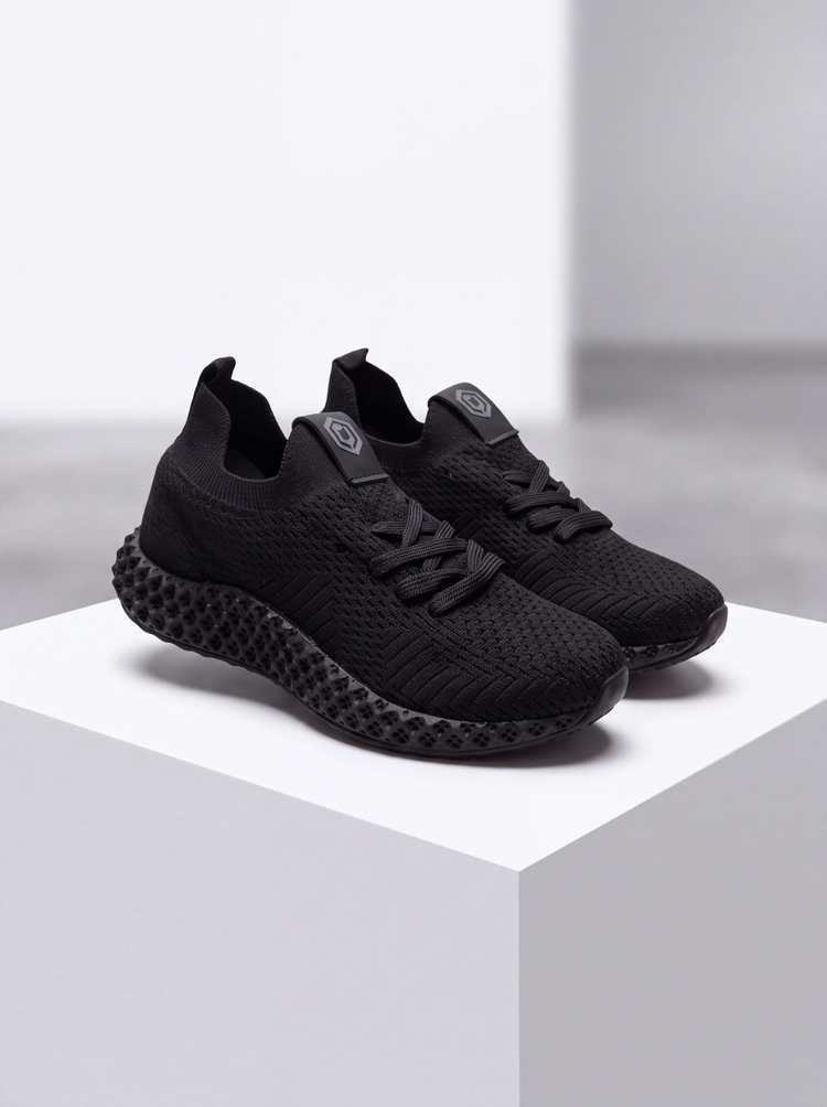 Rahat Kalıp Nefes Alabilen Sneaker Unisex Siyah Siyah Sneaker TBCKS